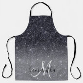 Moderner Schwarzer Glitzer Glitzern Personalisiert Schürze (Vorderseite)