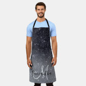 Moderner Schwarzer Glitzer Glitzern Personalisiert Schürze (Getragen)
