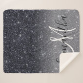 Moderner Schwarzer Glitzer Glitzern Personalisiert Sherpadecke (Vorderseite (Horizontal))