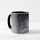 Moderner Schwarzer Glitzer Glitzern Personalisiert Tasse (Vorderseite Links)