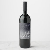 Moderner Schwarzer Glitzer Glitzern Personalisiert Weinetikett (Vorderseite)