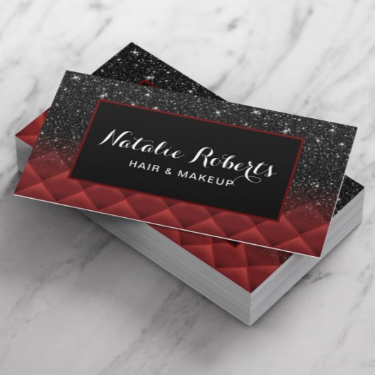 Moderner Schwarzer Glitzer Lux Red Quilt Beauty Sa Visitenkarte
