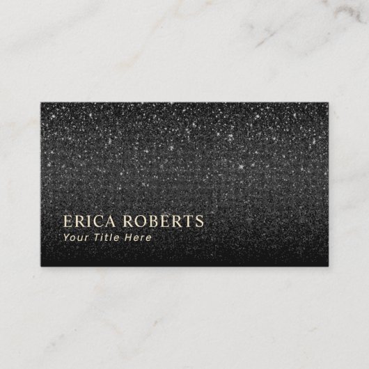 Moderner Schwarzer Glitzer Minimalistisch Visitenkarte (Vorderseite)