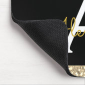Moderner Schwarzer Glitzer Mit Monogramm Mousepad (Ecke)