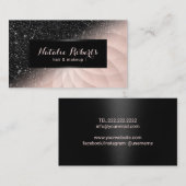 Moderner Schwarzer Glitzer Rose Gold Visitenkarte (Vorne/Hinten)