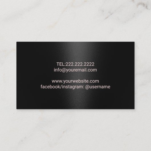 Moderner Schwarzer Glitzer Rose Gold Visitenkarte (Rückseite)