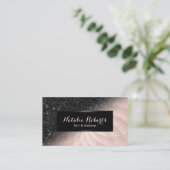 Moderner Schwarzer Glitzer Rose Gold Visitenkarte (Stehend Vorderseite)