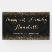 Moderner Schwarzer Glitzer Sparkasse jeden Geburts Banner (Horizontal)