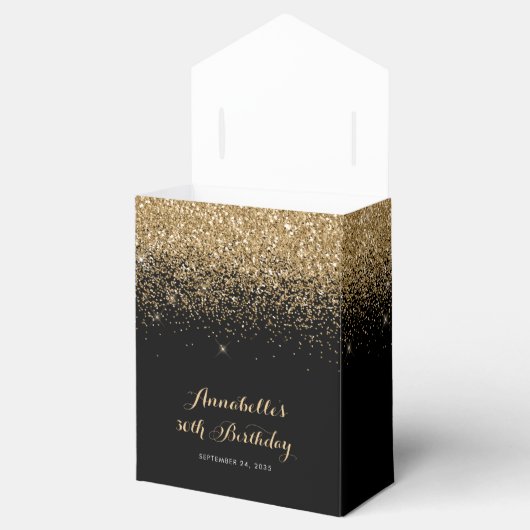 Moderner Schwarzer Glitzer Sparkasse jeden Geburts Geschenkschachtel (Geöffnet)