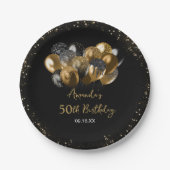 Moderner Schwarzer Glitzer Sparkasse jeden Geburts Pappteller (Vorderseite)