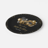 Moderner Schwarzer Glitzer Sparkasse jeden Geburts Pappteller (Schrägansicht)