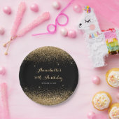 Moderner Schwarzer Glitzer Sparkasse jeden Geburts Pappteller (Party)