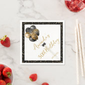 Moderner Schwarzer Glitzer Sparkasse jeden Geburts Serviette (Beispiel)