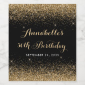 Moderner Schwarzer Glitzer Sparkasse jeden Geburts Weinetikett (Einzelnes Label)