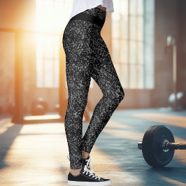 Moderner Schwarzer Glitzer Sparkeln Leggings