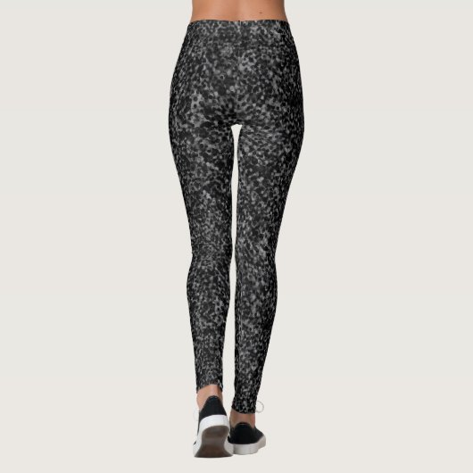 Moderner Schwarzer Glitzer Sparkeln Leggings (Rückseite)