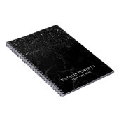 Moderner Schwarzer Glitzer Trendy Marble Notizblock (Rechte Seite)