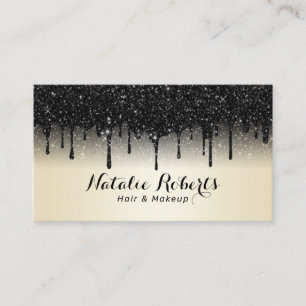 Moderner Schwarzer Glitzer Tropfen Perle Schönheit Visitenkarte