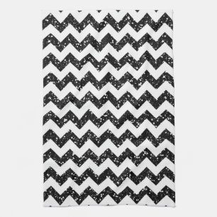 Moderner Schwarzer Glitzer Zickzack Küche Geschirr Küchentuch