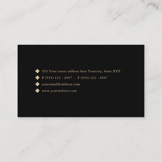 Moderner schwarzer Gold-Code Visitenkarte (Rückseite)