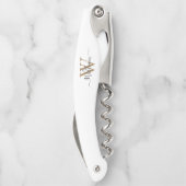 Moderner schwarzer Gold-Monogramm-Schriftname Kellnermesser (Rückseite)