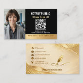 Moderner schwarzer Gold-Notar-QR-Code  Visitenkarte (Vorne/Hinten)