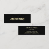 Moderner Schwarzer Gold Text Elegant Einfach Schli Mini Visitenkarte (Vorne/Hinten)