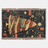 Moderner Schwarzer Gold und Roter Weihnachtsbaum Decke (Vorderseite)