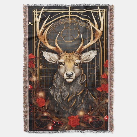 Moderner Schwarzer Gold und Roter Weihnachtsbaum Decke (Vorderseite Vertikal)