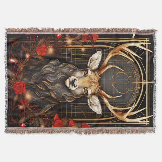 Moderner Schwarzer Gold und Roter Weihnachtsbaum Decke (Vorderseite)