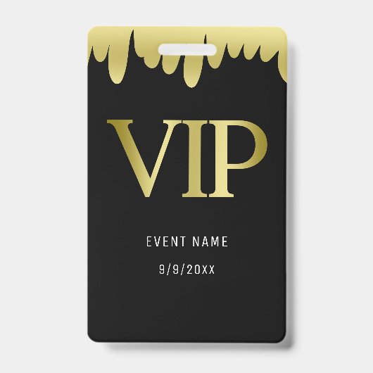 Moderner Schwarzer Gold VIP Pass Ausweis (Vorderseite)