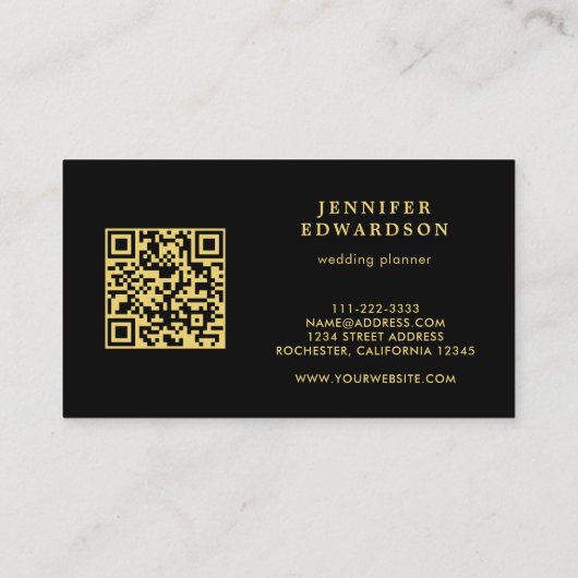 Moderner schwarzer Goldcode QR beruflich Visitenkarte (Rückseite)