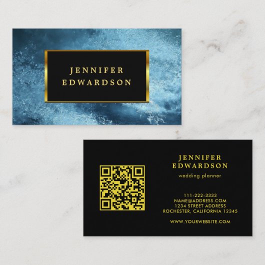 Moderner schwarzer Goldcode QR beruflich Visitenkarte (Vorne/Hinten)