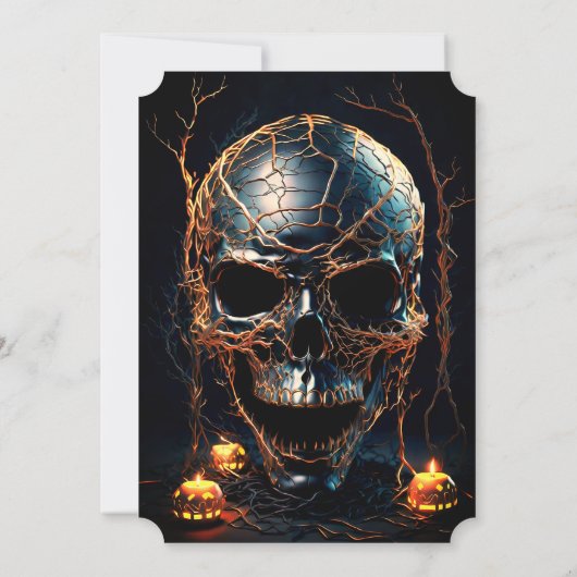 Moderner Schwarzer Goldröwe aus erwachsenem Hallow Einladung (Rückseite)