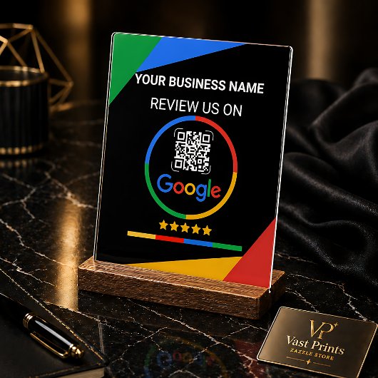 Moderner schwarzer Google-Bewertungs-QR-Code Acrylschild