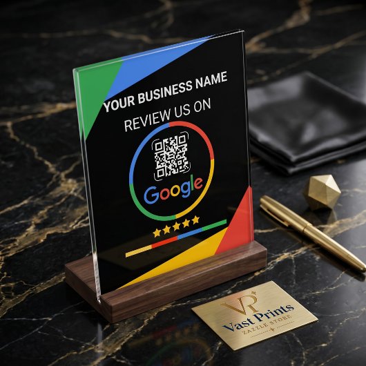 Moderner schwarzer Google-Bewertungs-QR-Code Acrylschild