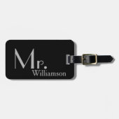 Moderner schwarzer grauer Gepäckanhänger (Vorderseite horizontal)