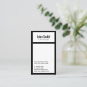 Moderner schwarzer Grenzstückeschreiber Visitenkarte (Stehend Vorderseite)