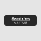 Moderner Schwarzer Haar-Stift Namensschild (Vorderseite)
