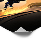 Moderner schwarzer Hengst in der Wüste Poster (Ecke)