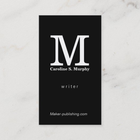 Moderner schwarzer Hintergrund für Monogramm Visitenkarte (Vorderseite)