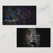 Moderner schwarzer Hintergrund mit Hexagon Busines Visitenkarte (Vorne/Hinten)