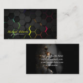 Moderner schwarzer Hintergrund mit Hexagon Visitenkarte (Vorne/Hinten)