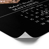 Moderner Schwarzer Hochzeitkalender Poster (Ecke)