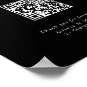Moderner schwarzer Hochzeits-QR-Code-Sitzplanposte Poster (Ecke)