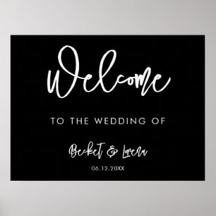 Moderner Schwarzer Hochzeitsempfang Poster