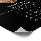 Moderner Schwarzer Hochzeitstag-Kalender Poster (Ecke)