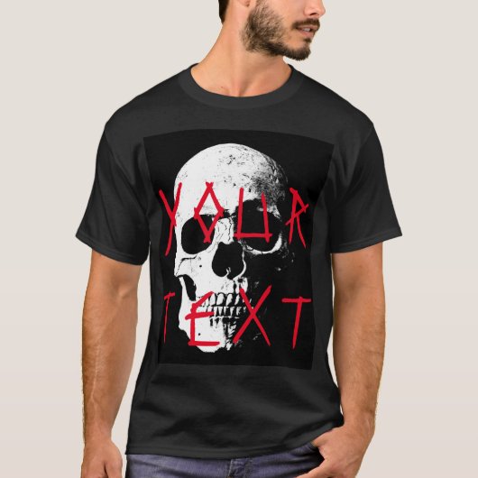 Moderner Schwarzer Horror Text Mens Halloween T-Shirt (Vorderseite)