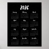 Moderner Schwarzer Kalender 2025 Poster (Vorne)