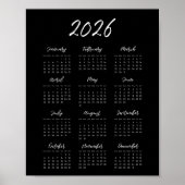 Moderner Schwarzer Kalender 2025 Poster (Vorne)
